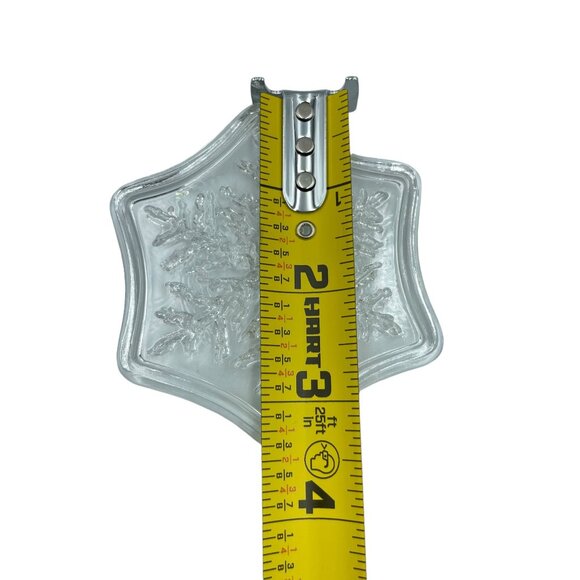 1970s Fostoria Crystal Embossed Ornaments Star Snowflake and Pine Cones, Holly - Picture 5 of 6